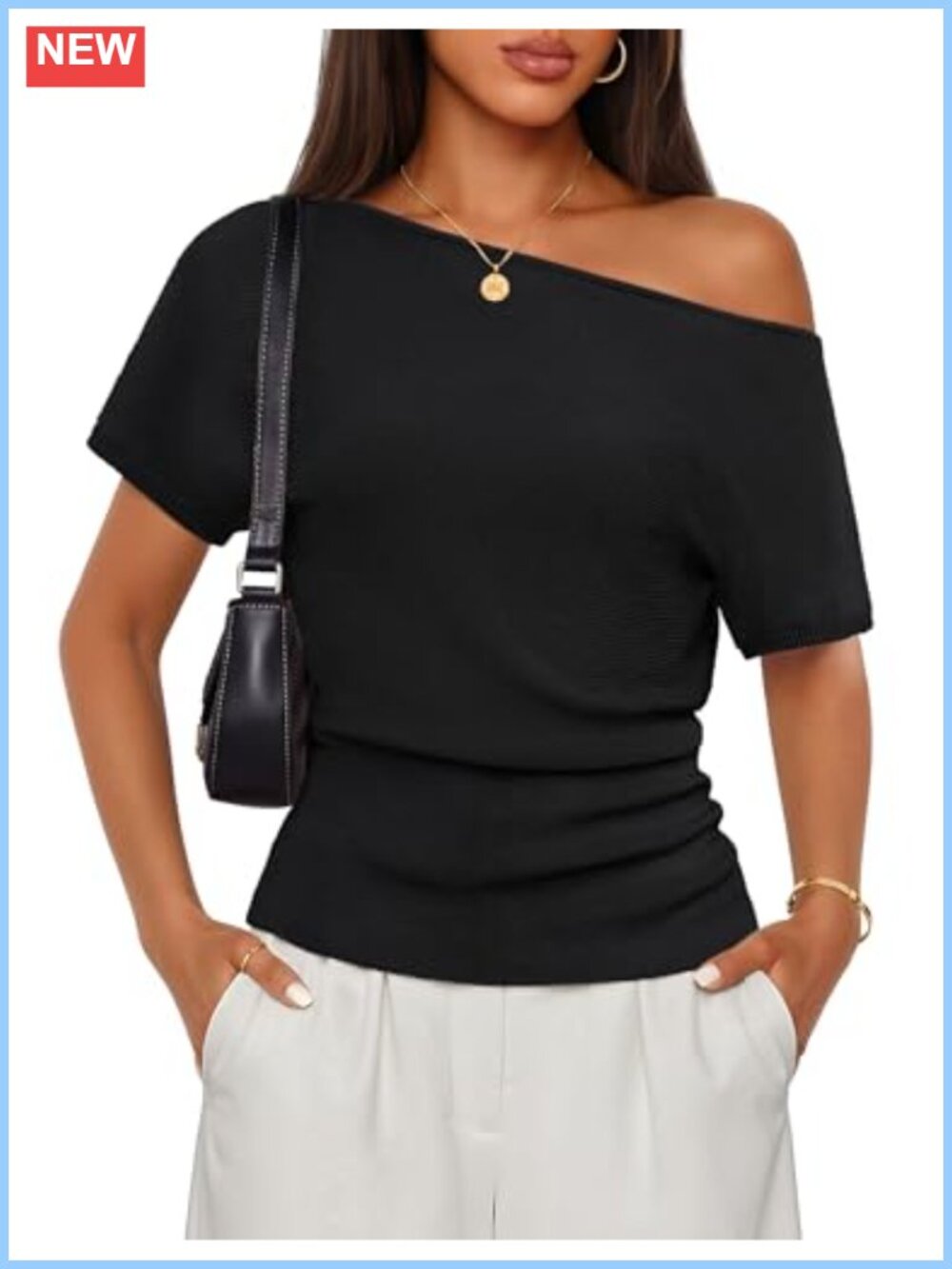 Off Shoulder Short Sleeve Knit Pullover Sweater Women Summer Lightweight